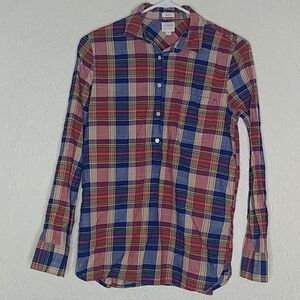 J. Crew Factory Boy Fit Multicolored Plaid Partial Button Shirt Size XS
